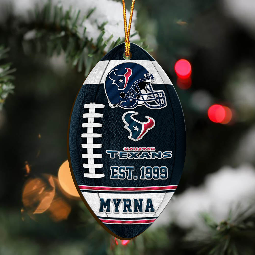 Houston Texans Wooden Ornament 2 Sides Personalized Your Name, Sport Team Ornament, Sport Hanging Decorations, Sport Gifts
