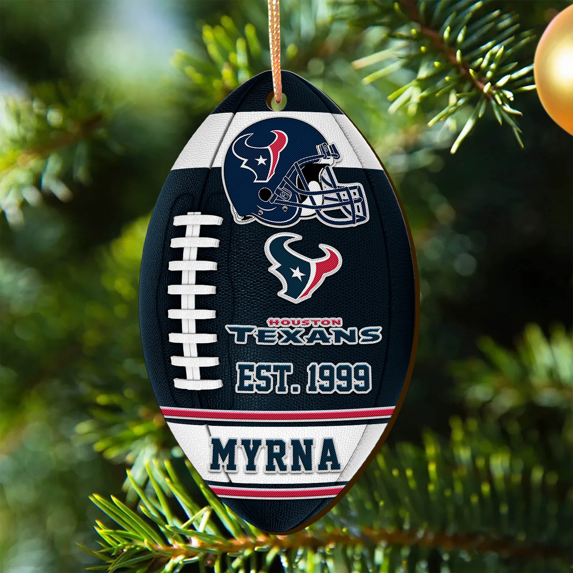 Houston Texans Wooden Ornament 2 Sides Personalized Your Name, Sport Team Ornament, Sport Hanging Decorations, Sport Gifts