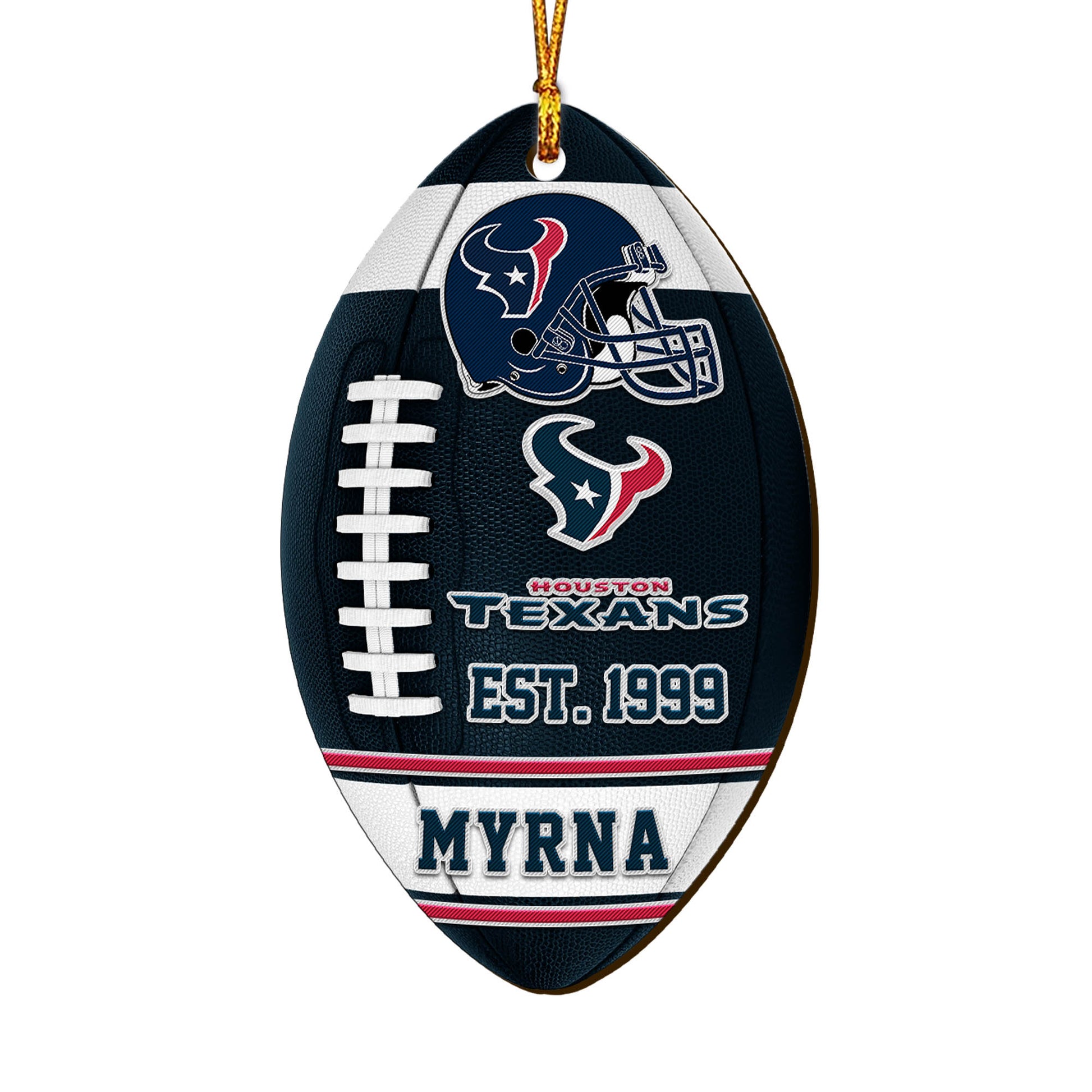 Houston Texans Wooden Ornament 2 Sides Personalized Your Name, Sport Team Ornament, Sport Hanging Decorations, Sport Gifts