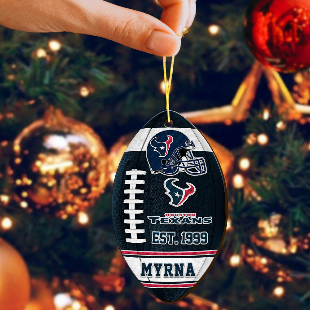 Houston Texans Wooden Ornament 2 Sides Personalized Your Name, Sport Team Ornament, Sport Hanging Decorations, Sport Gifts