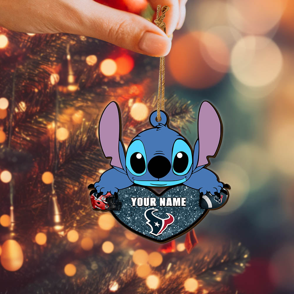 Houston Texans Wooden Ornament Personalized Your Name , Football Team And St With Heart Ornament, Football Fan Gifts ETHY-52631