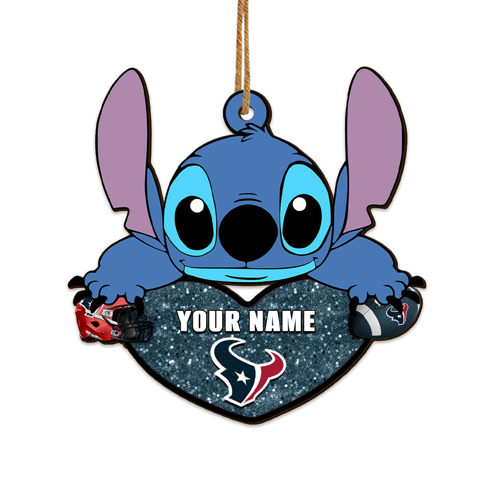 Houston Texans Wooden Ornament Personalized Your Name , Football Team And St With Heart Ornament, Football Fan Gifts ETHY-52631