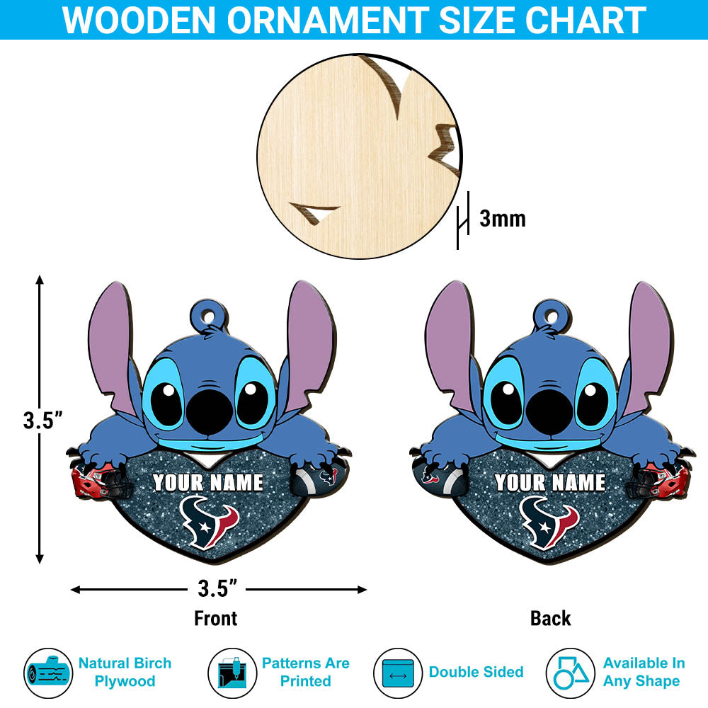 Houston Texans Wooden Ornament Personalized Your Name , Football Team And St With Heart Ornament, Football Fan Gifts ETHY-52631