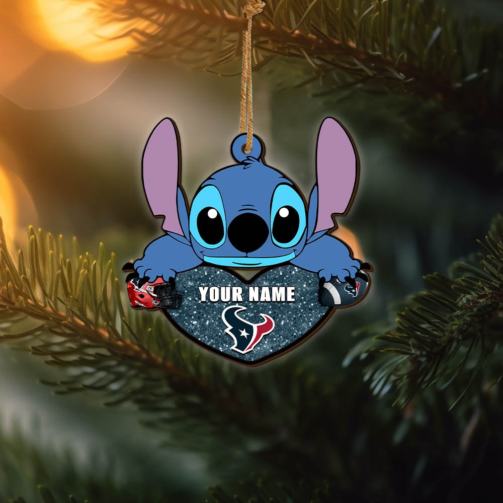 Houston Texans Wooden Ornament Personalized Your Name , Football Team And St With Heart Ornament, Football Fan Gifts ETHY-52631