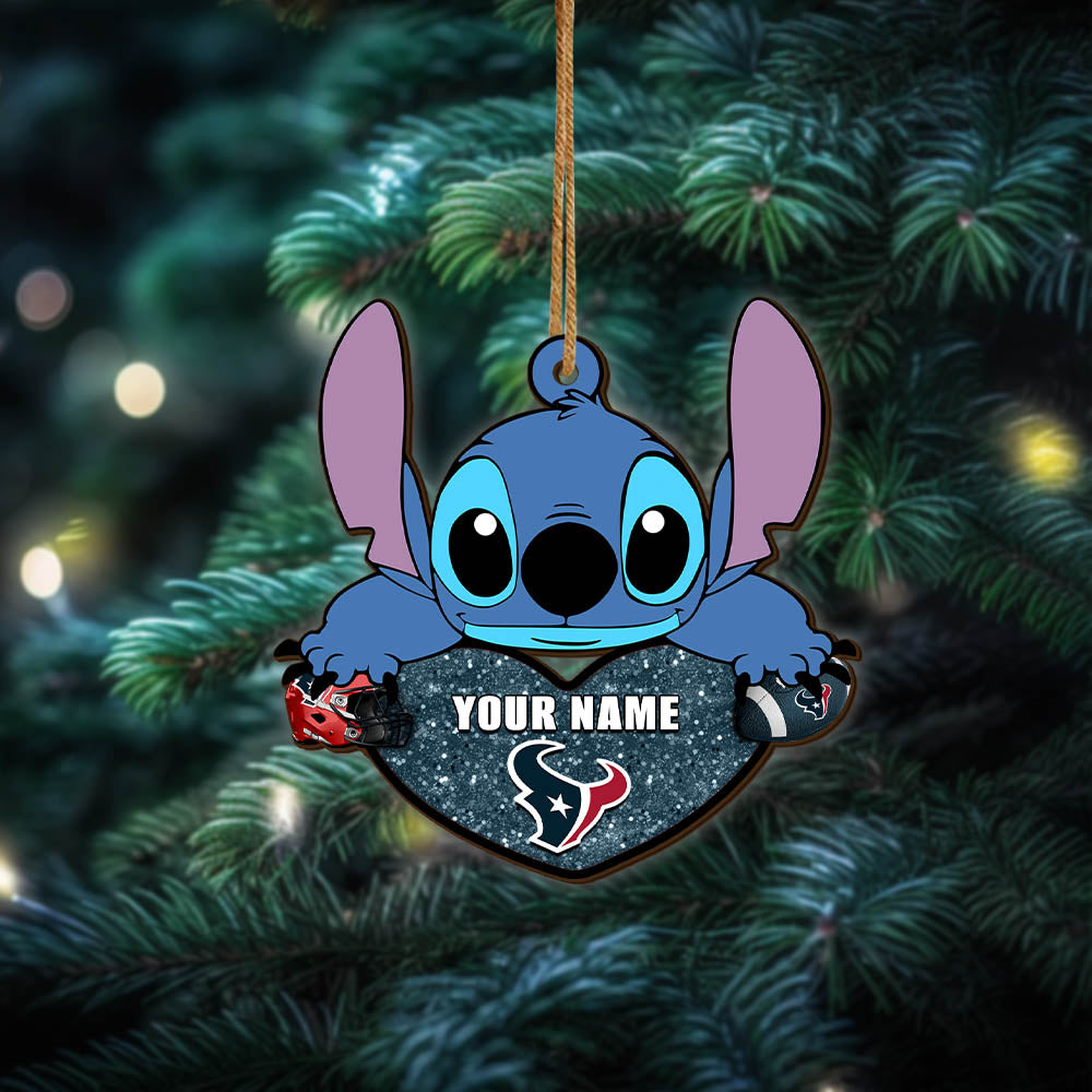 Houston Texans Wooden Ornament Personalized Your Name , Football Team And St With Heart Ornament, Football Fan Gifts ETHY-52631