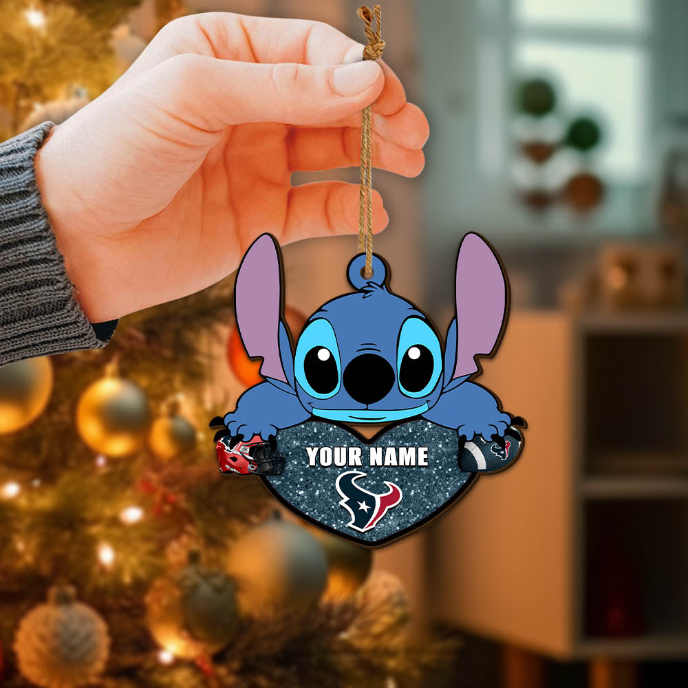 Houston Texans Wooden Ornament Personalized Your Name , Football Team And St With Heart Ornament, Football Fan Gifts ETHY-52631