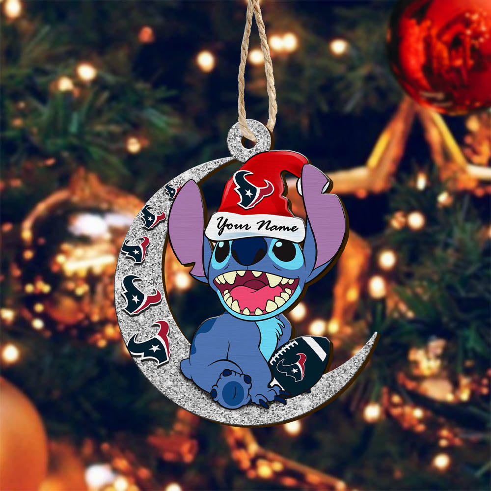 Houston Texans Wooden Ornament Personalized Your Name , Football Team And St With Moon Ornament, Fan Gifts, Sport Home Decorations ETHY-52639