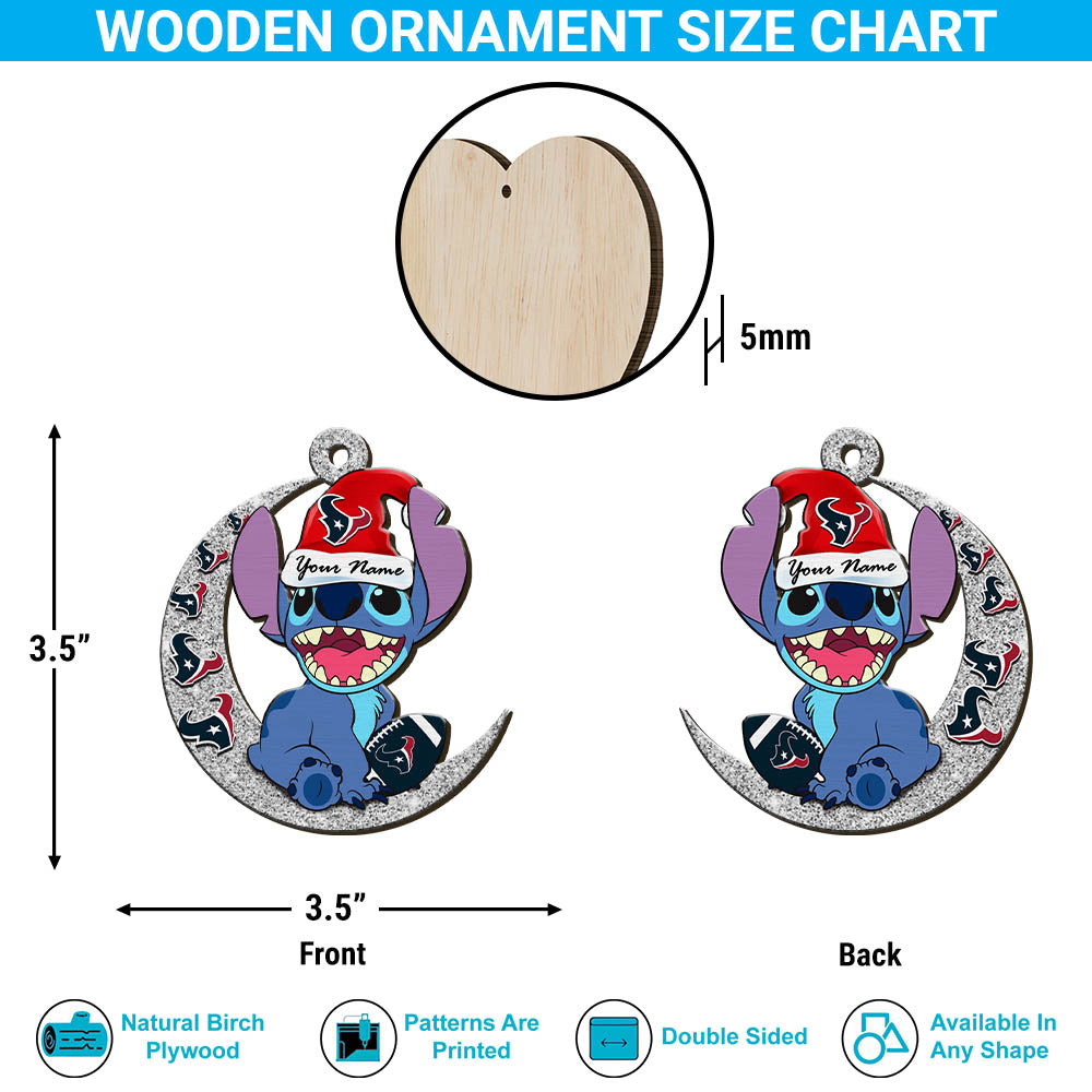 Houston Texans Wooden Ornament Personalized Your Name , Football Team And St With Moon Ornament, Fan Gifts, Sport Home Decorations ETHY-52639