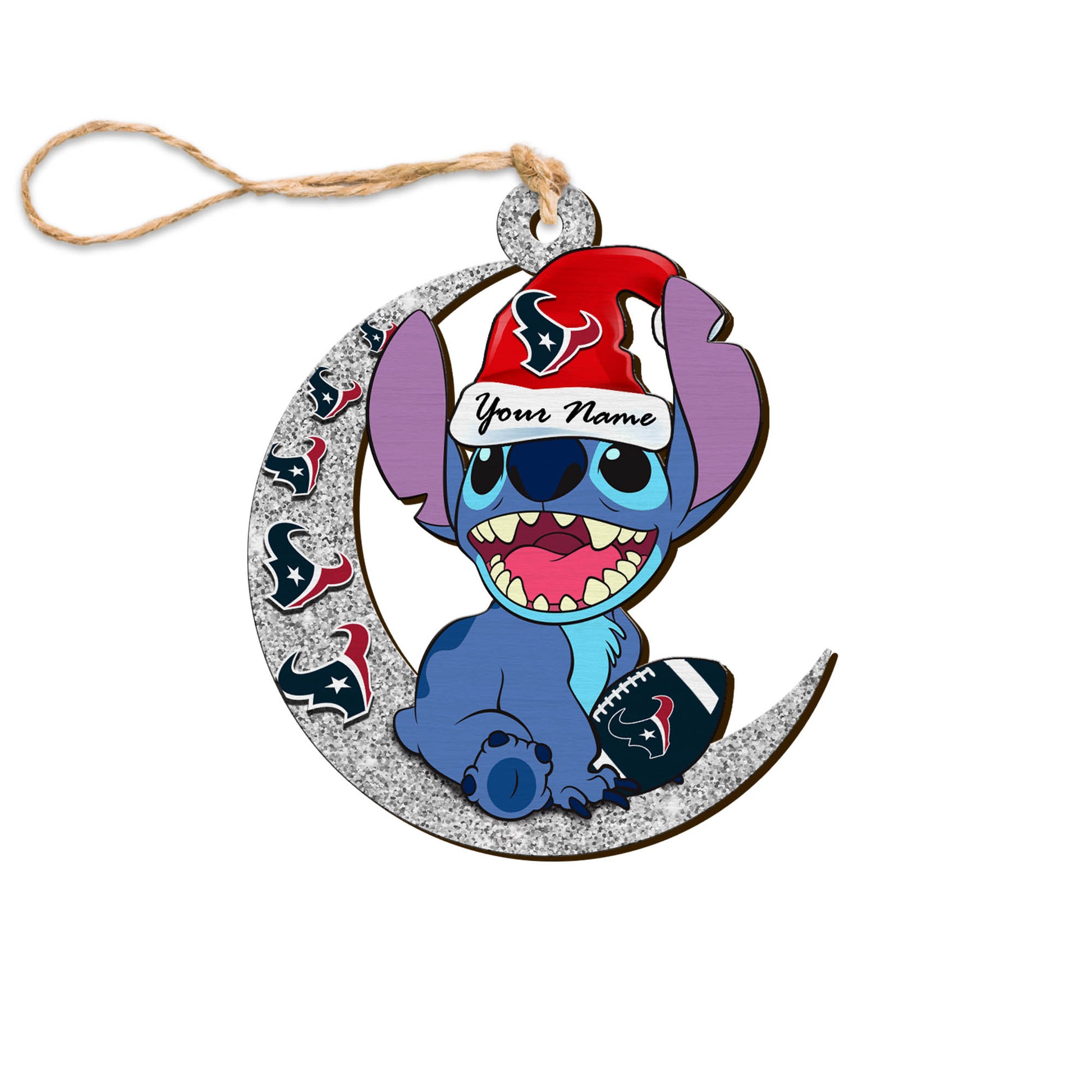 Houston Texans Wooden Ornament Personalized Your Name , Football Team And St With Moon Ornament, Fan Gifts, Sport Home Decorations ETHY-52639