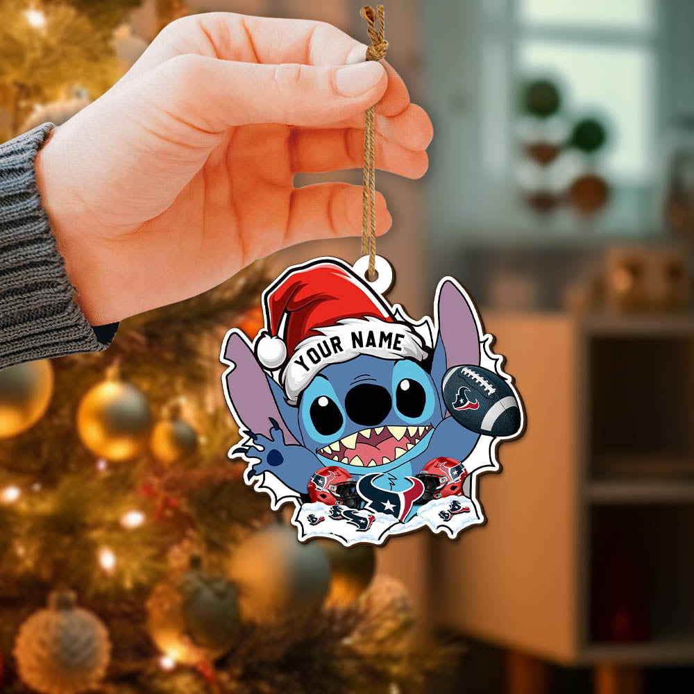 Houston Texans Wooden Ornament Personalized Your Name, Football Team With St Ornament, Christmas Ornament Gift, Football Fan Gifts ETHY-52632