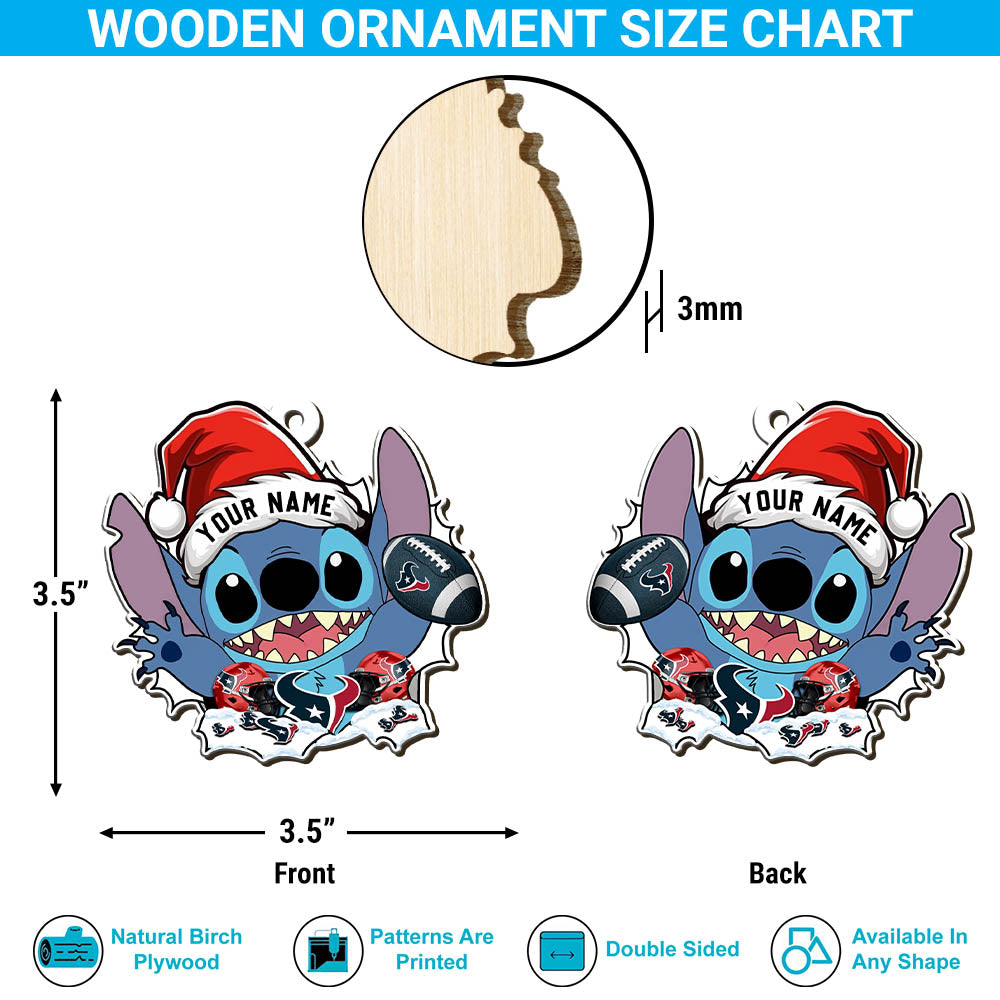 Houston Texans Wooden Ornament Personalized Your Name, Football Team With St Ornament, Christmas Ornament Gift, Football Fan Gifts ETHY-52632