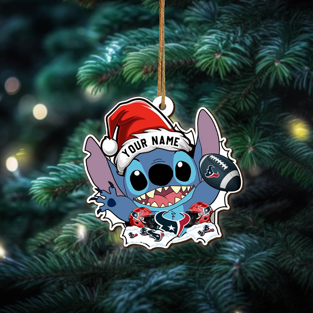 Houston Texans Wooden Ornament Personalized Your Name, Football Team With St Ornament, Christmas Ornament Gift, Football Fan Gifts ETHY-52632