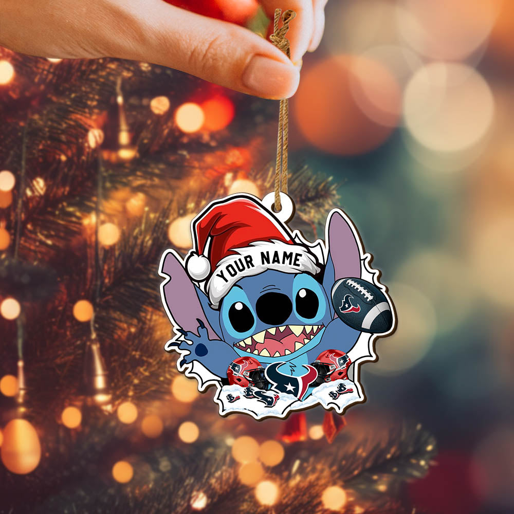 Houston Texans Wooden Ornament Personalized Your Name, Football Team With St Ornament, Christmas Ornament Gift, Football Fan Gifts ETHY-52632