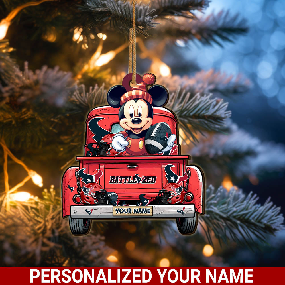 Houston Texans Wooden Ornament Personalized Your Name, MK And Sport Ornament, Christmas Gifts For Sport Lovers, Sport Home Decor ETHY-52365