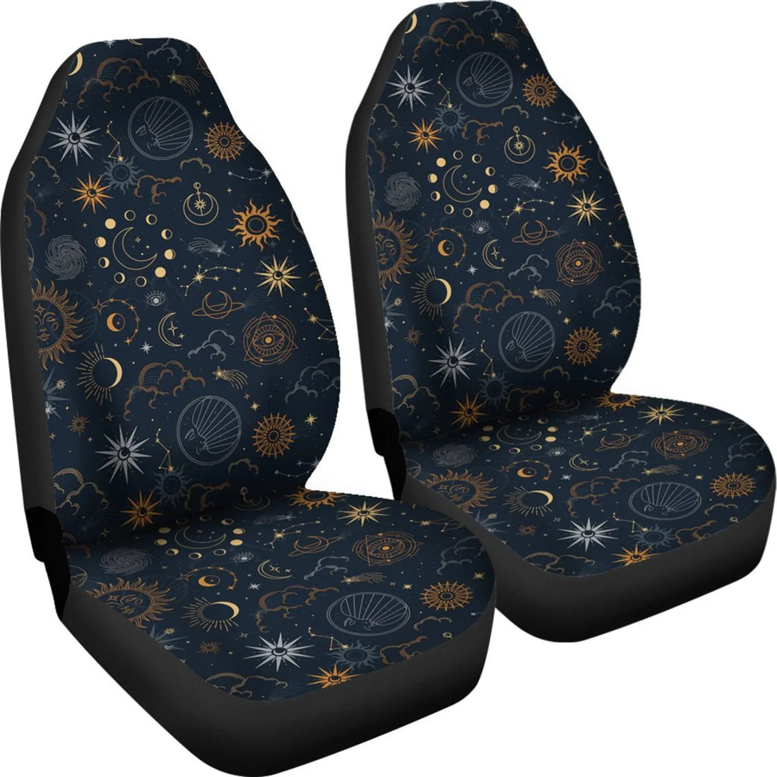 Sun and Moon Boho Car Seat Covers Universal Front Car and Suv Seat