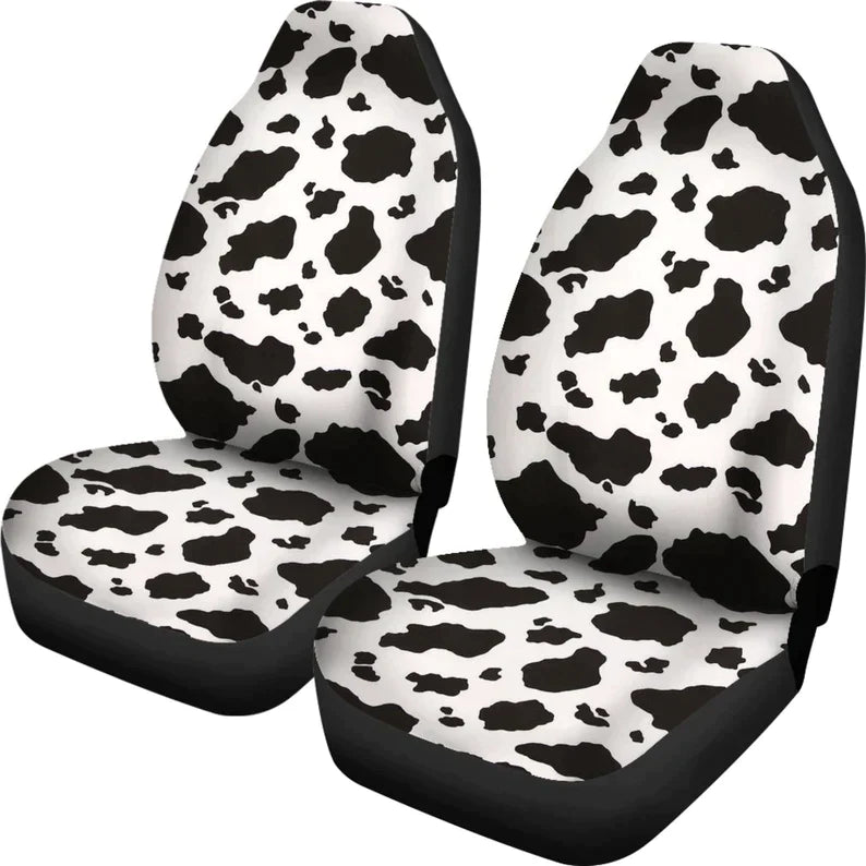 Cow Print Car Seat Covers Pair, Front Seat Covers