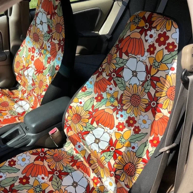 Flower Car Seat Covers, Retro Car Accessories, Cottagecore, Hippie Car Seat Covers, Car Accessories For Women