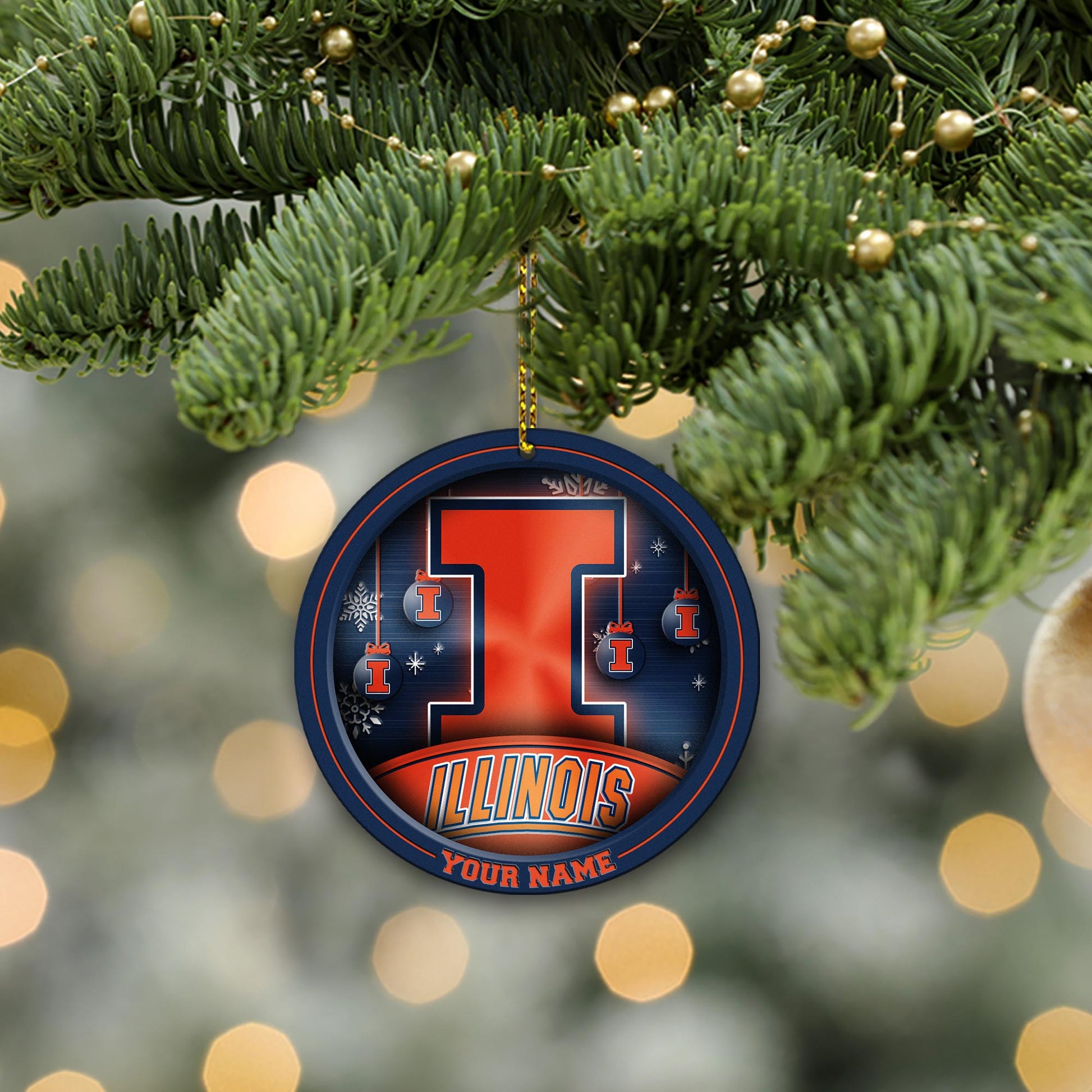 Illinois Fighting Illini Circle Aluminium Custom Ornament 2 Side Trending New Arrivals H52912 ETUG311023