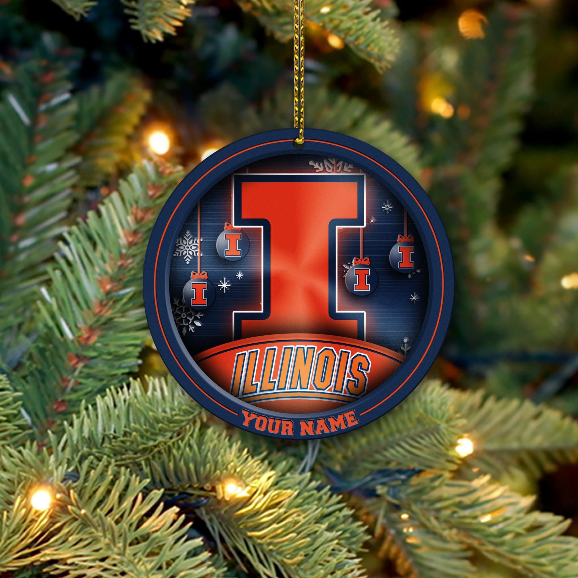 Illinois Fighting Illini Circle Aluminium Custom Ornament 2 Side Trending New Arrivals H52912 ETUG311023