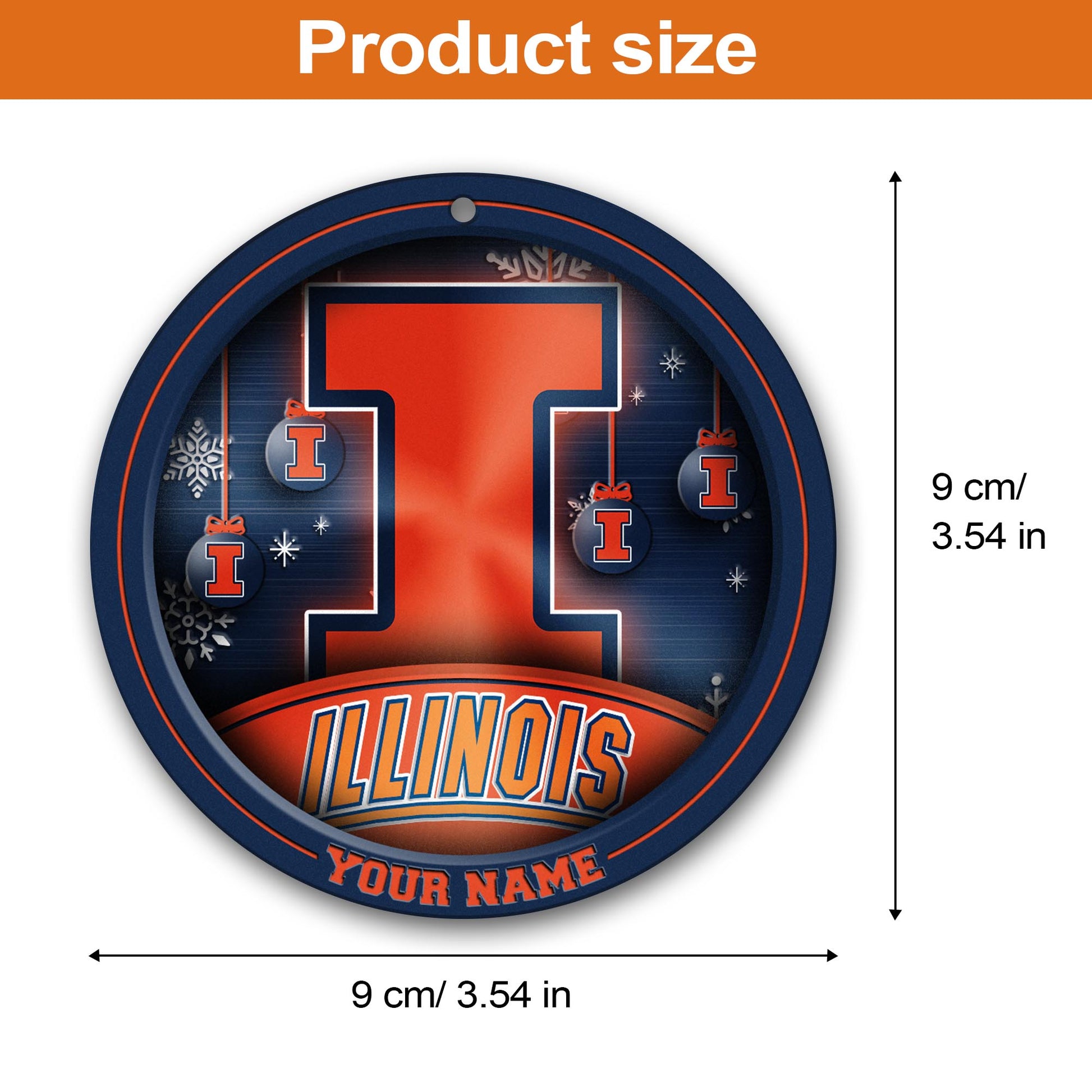 Illinois Fighting Illini Circle Aluminium Custom Ornament 2 Side Trending New Arrivals H52912 ETUG311023
