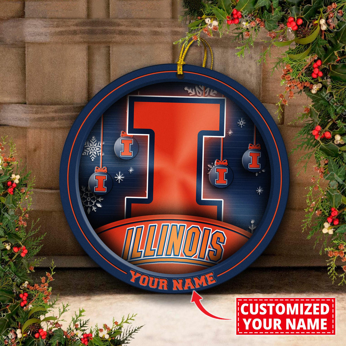 Illinois Fighting Illini Circle Aluminium Custom Ornament 2 Side Trending New Arrivals H52912 ETUG311023