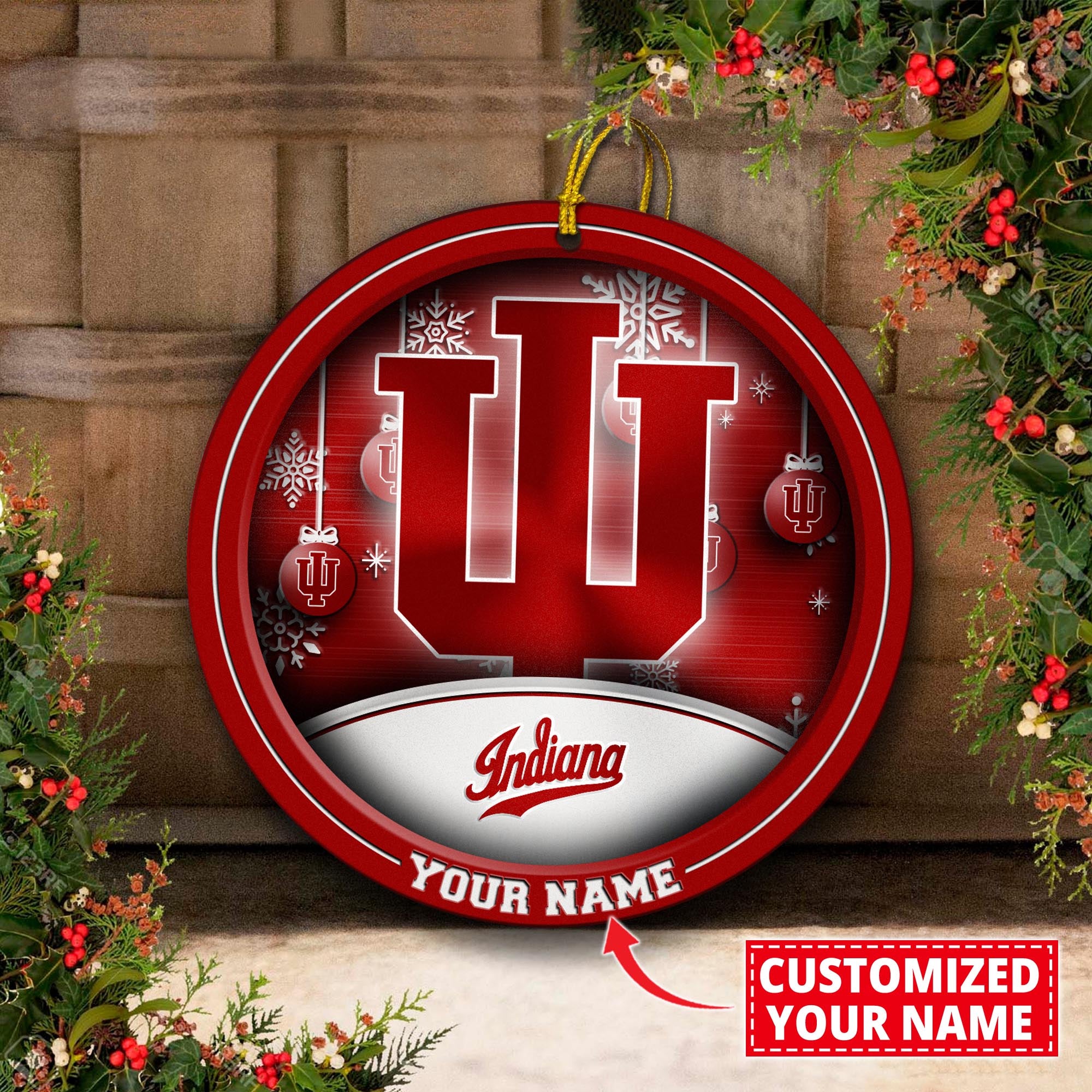 Indiana Hoosiers Circle Aluminium Custom Ornament 2 Side Trending New Arrivals H52912 ETUG311023