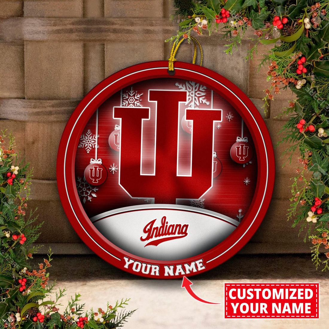 Indiana Hoosiers Circle Aluminium Custom Ornament 2 Side Trending New Arrivals H52912 ETUG311023