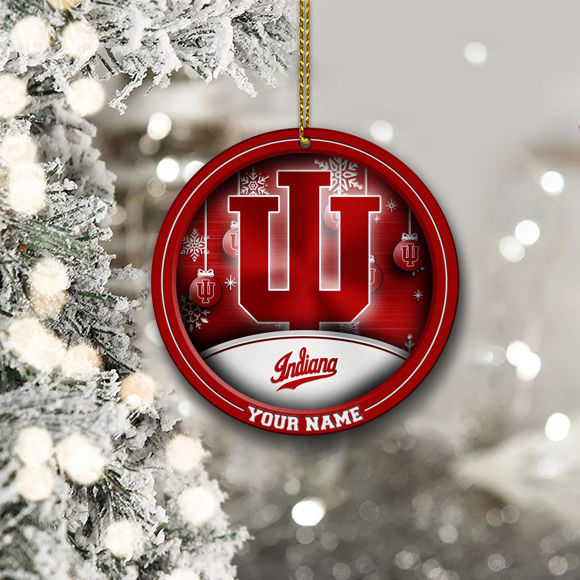 Indiana Hoosiers Circle Aluminium Custom Ornament 2 Side Trending New Arrivals H52912 ETUG311023