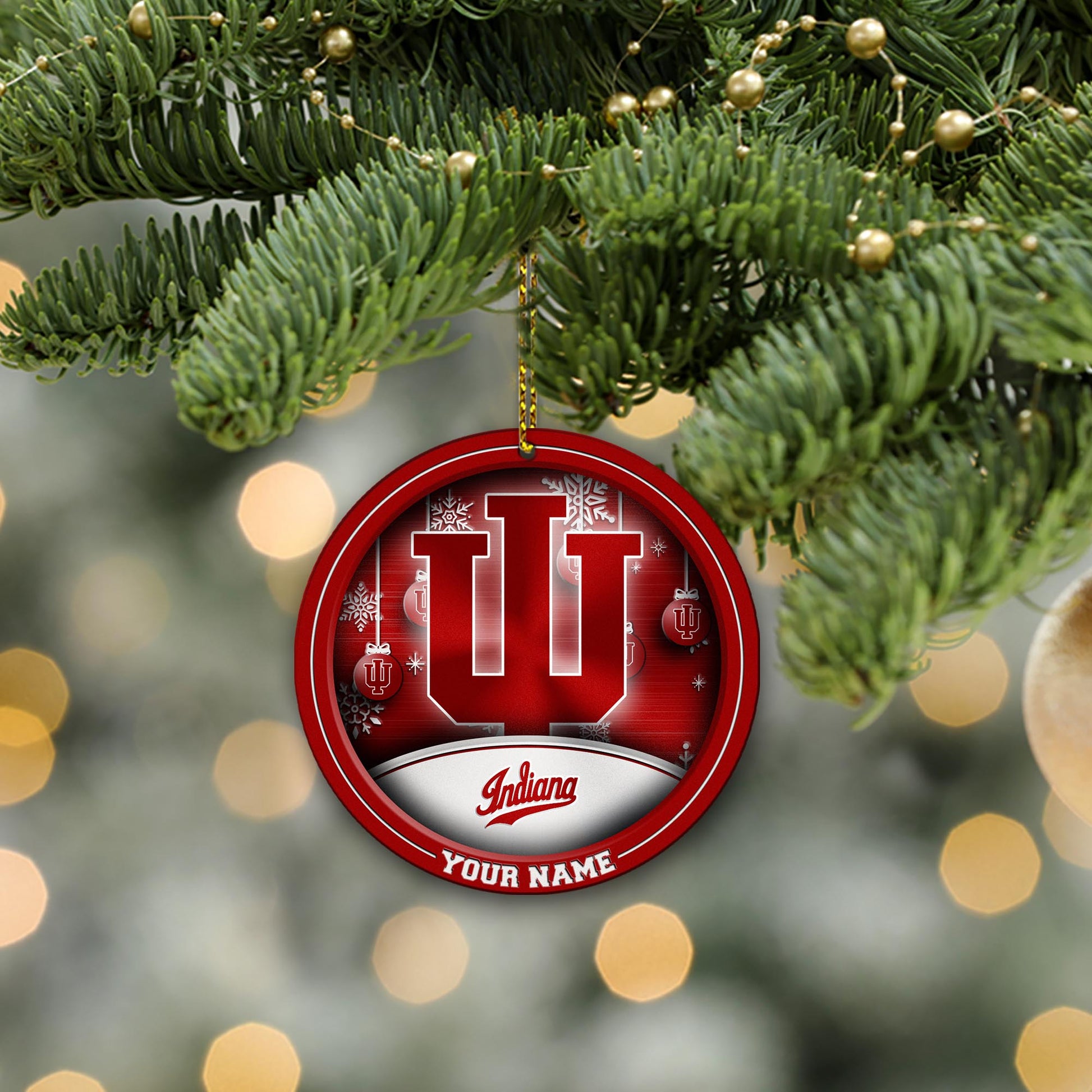 Indiana Hoosiers Circle Aluminium Custom Ornament 2 Side Trending New Arrivals H52912 ETUG311023