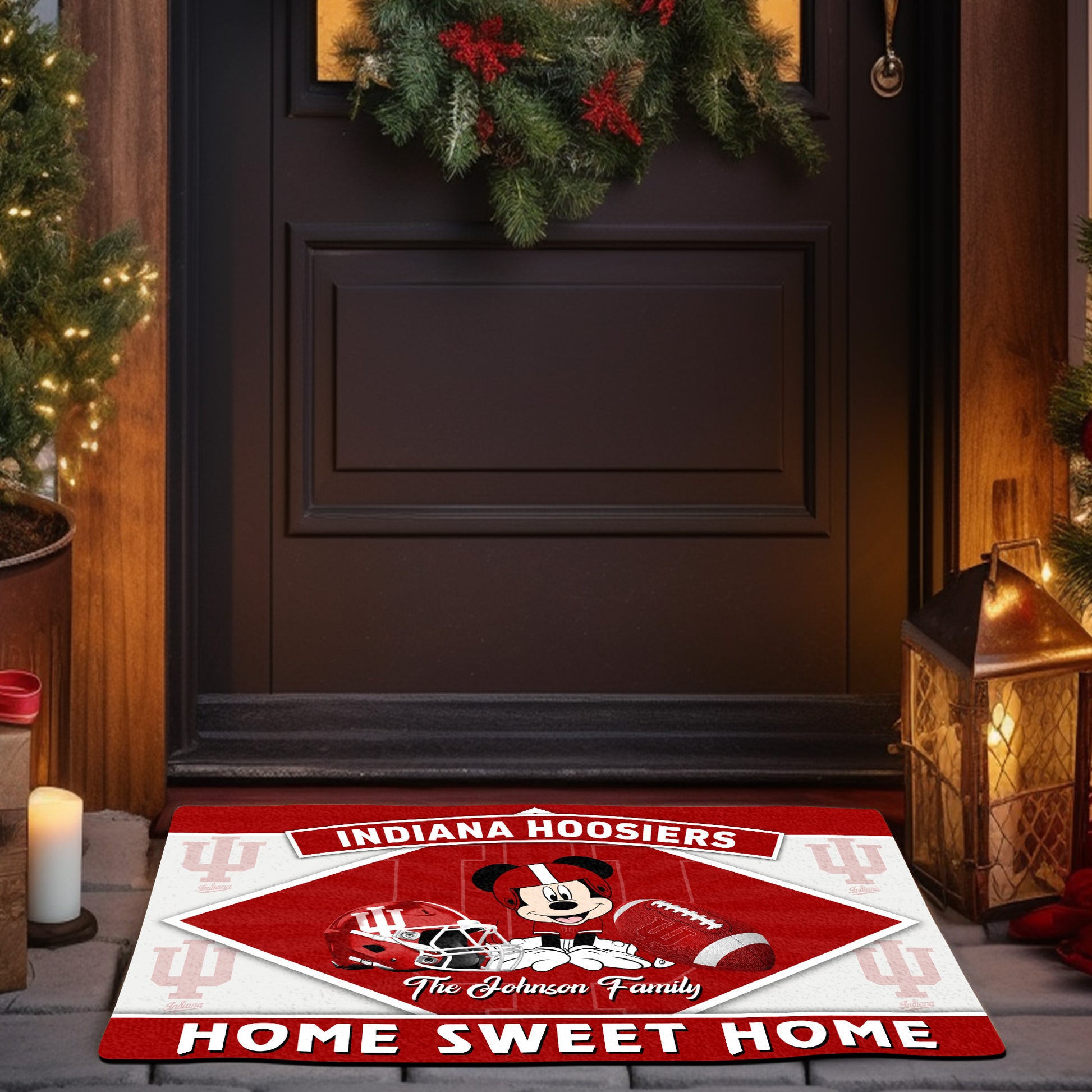 Indiana Hoosiers Doormat Custom Your Family Name, Sport Team And MK Doormat, FootBall Fan Gifts EHIVM-52722