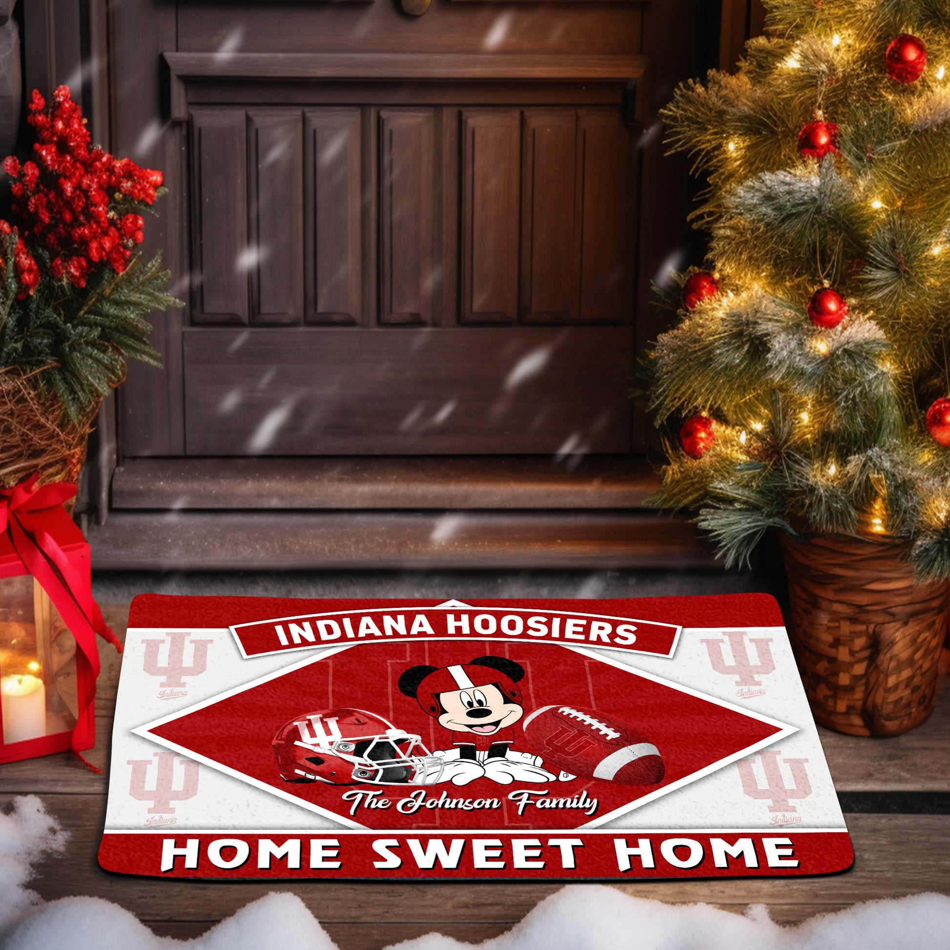Indiana Hoosiers Doormat Custom Your Family Name, Sport Team And MK Doormat, FootBall Fan Gifts EHIVM-52722