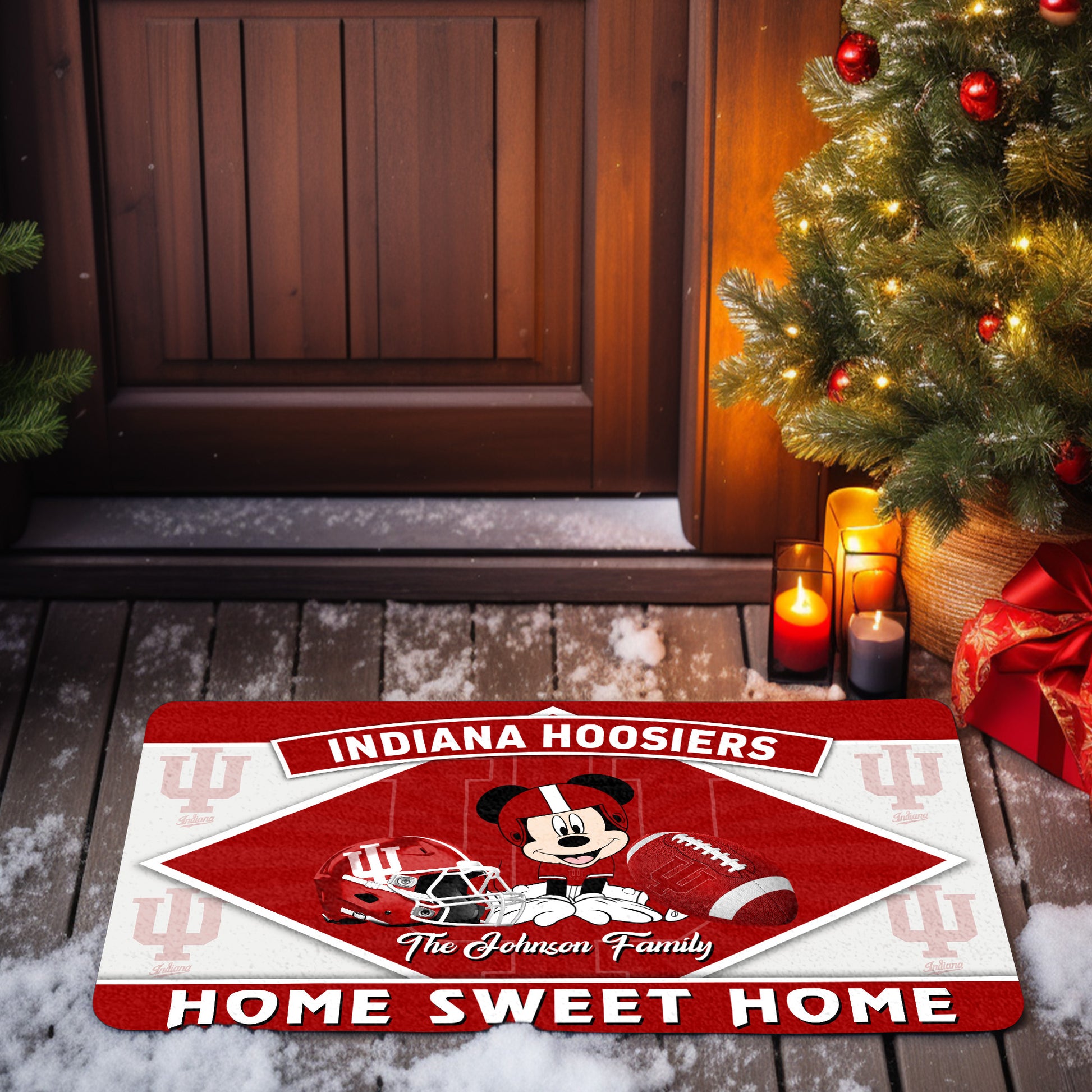 Indiana Hoosiers Doormat Custom Your Family Name, Sport Team And MK Doormat, FootBall Fan Gifts EHIVM-52722