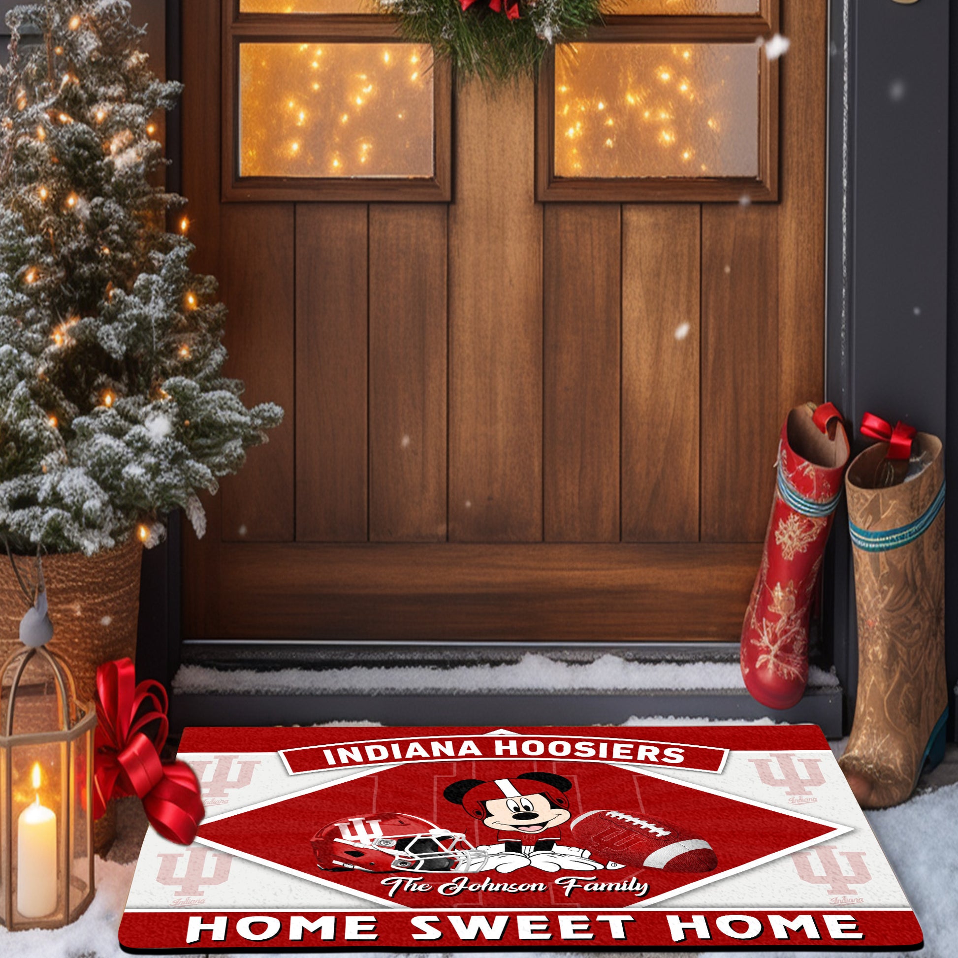 Indiana Hoosiers Doormat Custom Your Family Name, Sport Team And MK Doormat, FootBall Fan Gifts EHIVM-52722