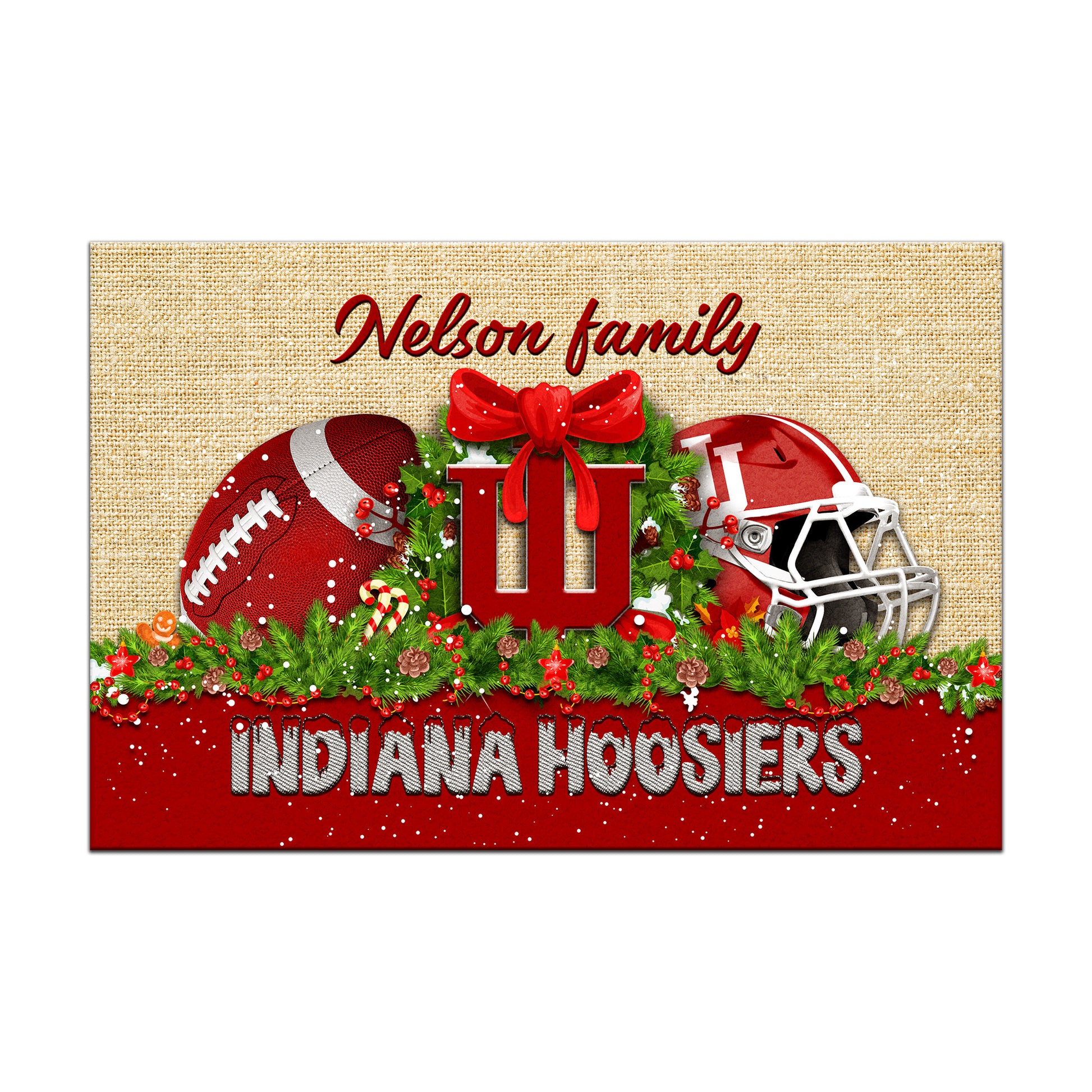 Indiana Hoosiers Doormat Personalized Your Name, Sport Team Doormat, Christmas Gifts For Football Fan, Home Decor ETHY-52726