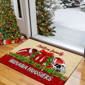Indiana Hoosiers Doormat Personalized Your Name, Sport Team Doormat, Christmas Gifts For Football Fan, Home Decor ETHY-52726