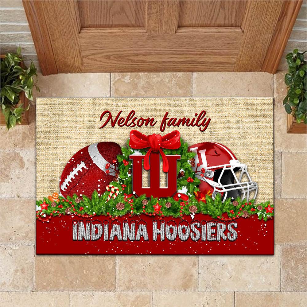 Indiana Hoosiers Doormat Personalized Your Name, Sport Team Doormat, Christmas Gifts For Football Fan, Home Decor ETHY-52726