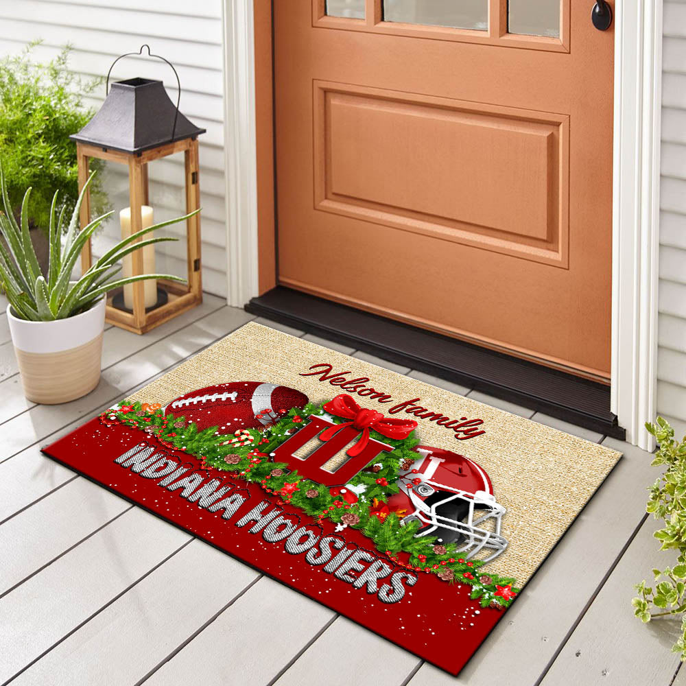 Indiana Hoosiers Doormat Personalized Your Name, Sport Team Doormat, Christmas Gifts For Football Fan, Home Decor ETHY-52726