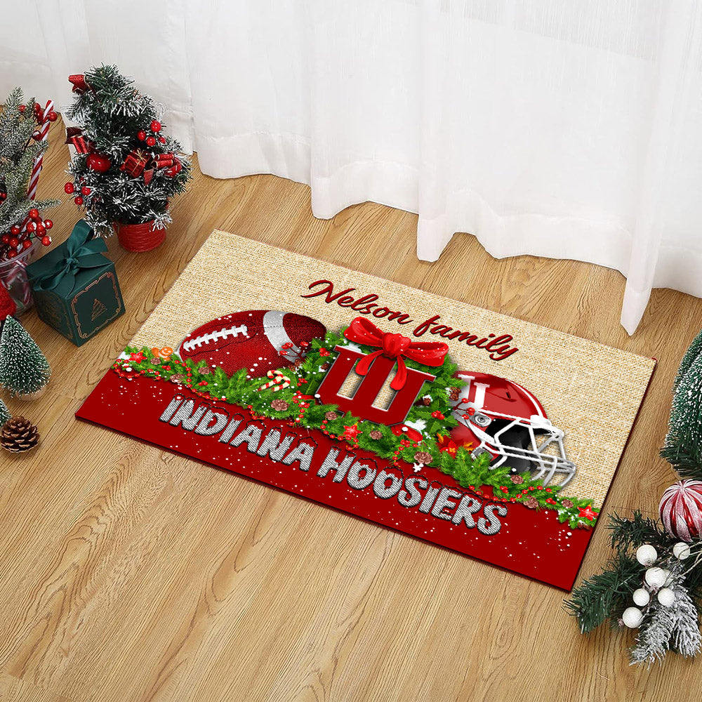 Indiana Hoosiers Doormat Personalized Your Name, Sport Team Doormat, Christmas Gifts For Football Fan, Home Decor ETHY-52726