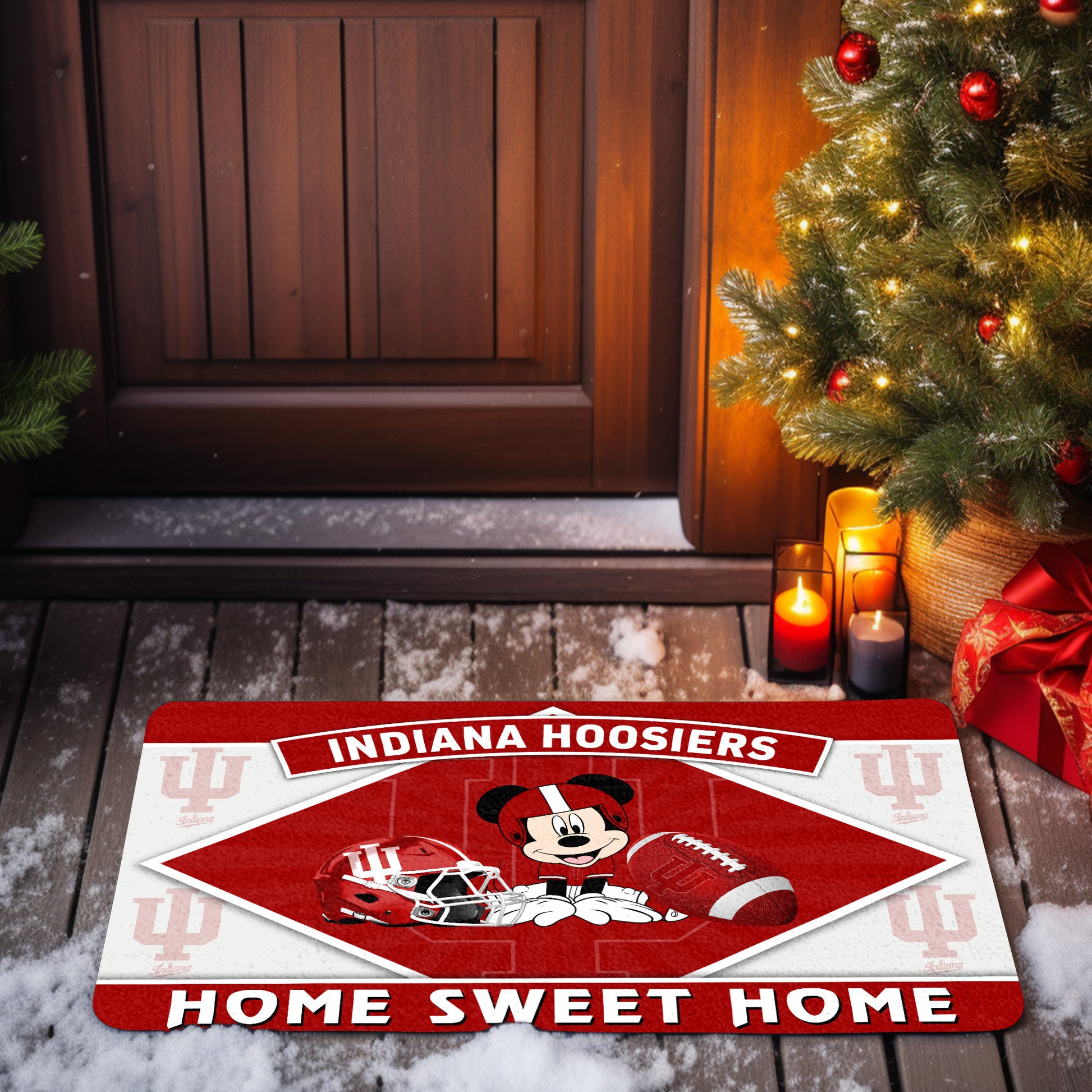 Indiana Hoosiers Doormat, Sport Team And MK Doormat, FootBall Fan Gifts