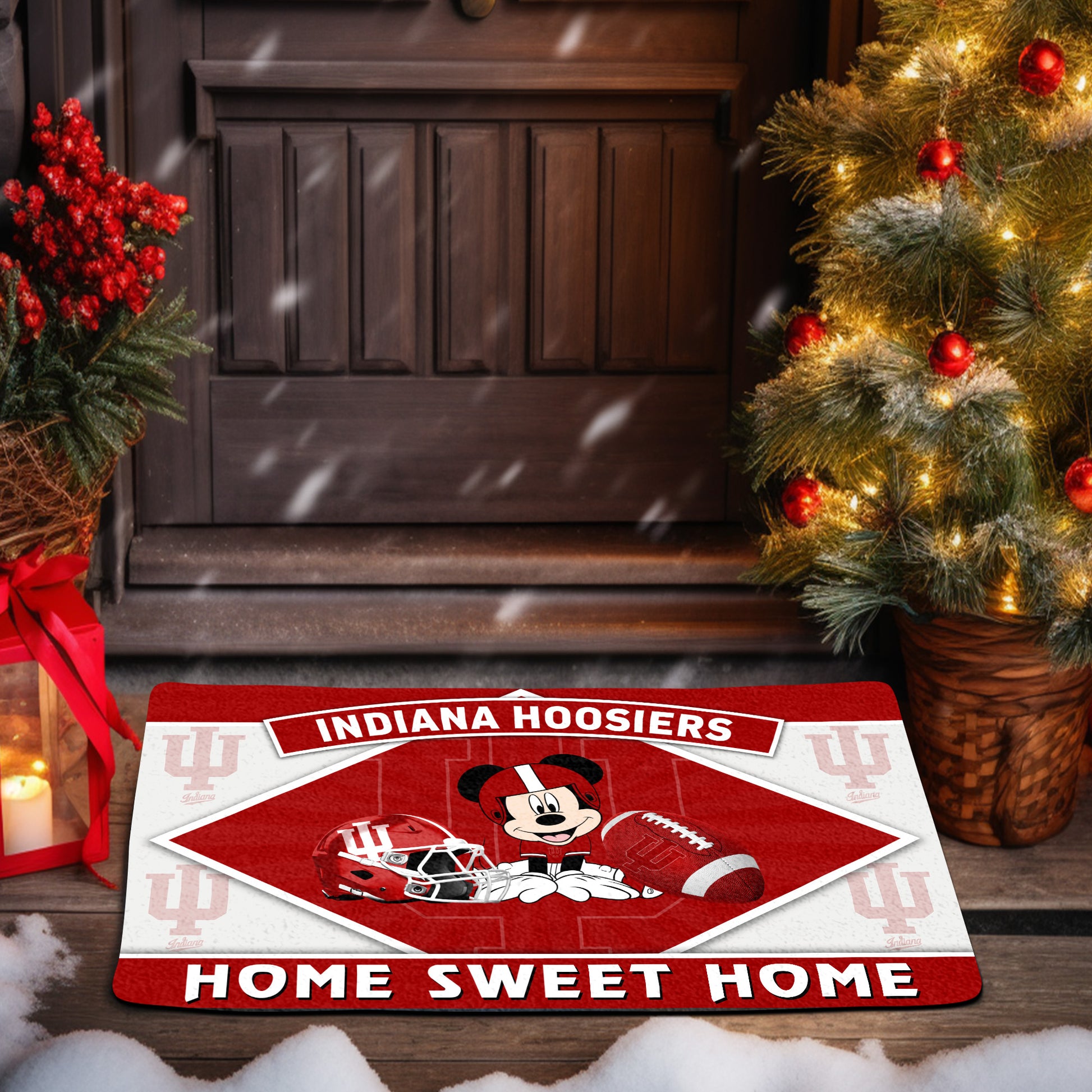 Indiana Hoosiers Doormat, Sport Team And MK Doormat, FootBall Fan Gifts