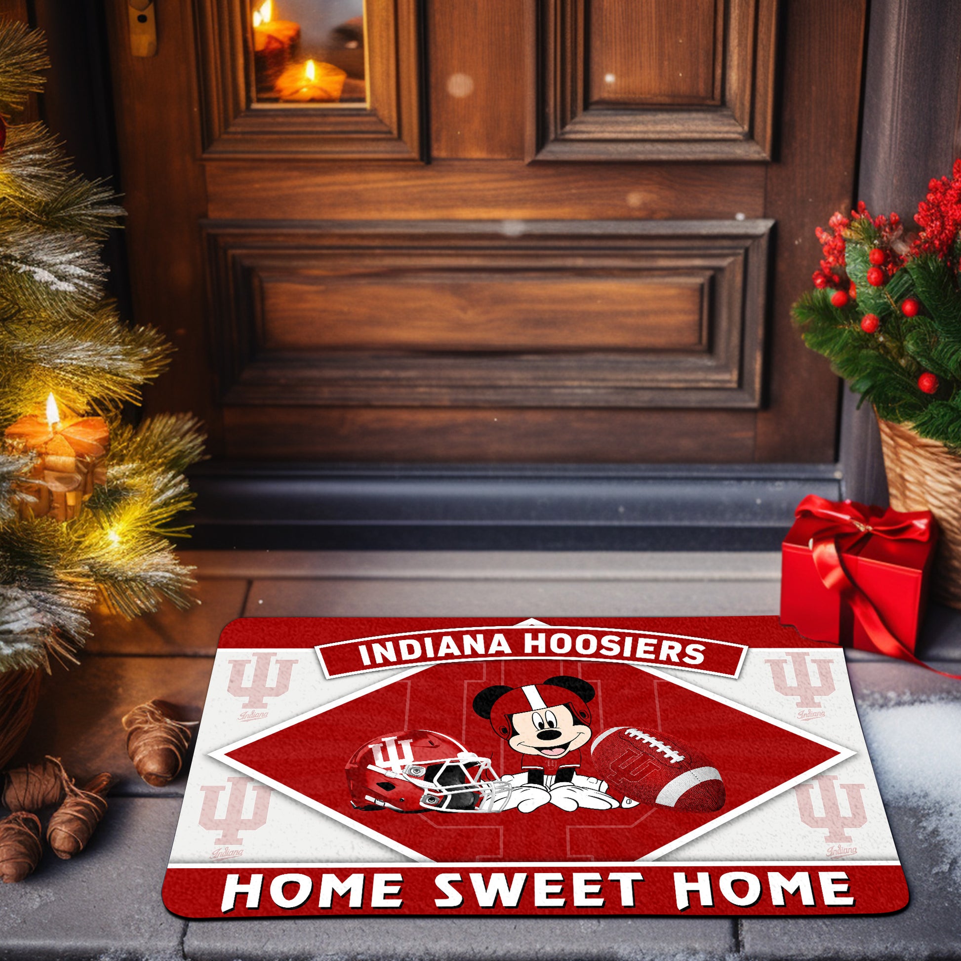 Indiana Hoosiers Doormat, Sport Team And MK Doormat, FootBall Fan Gifts