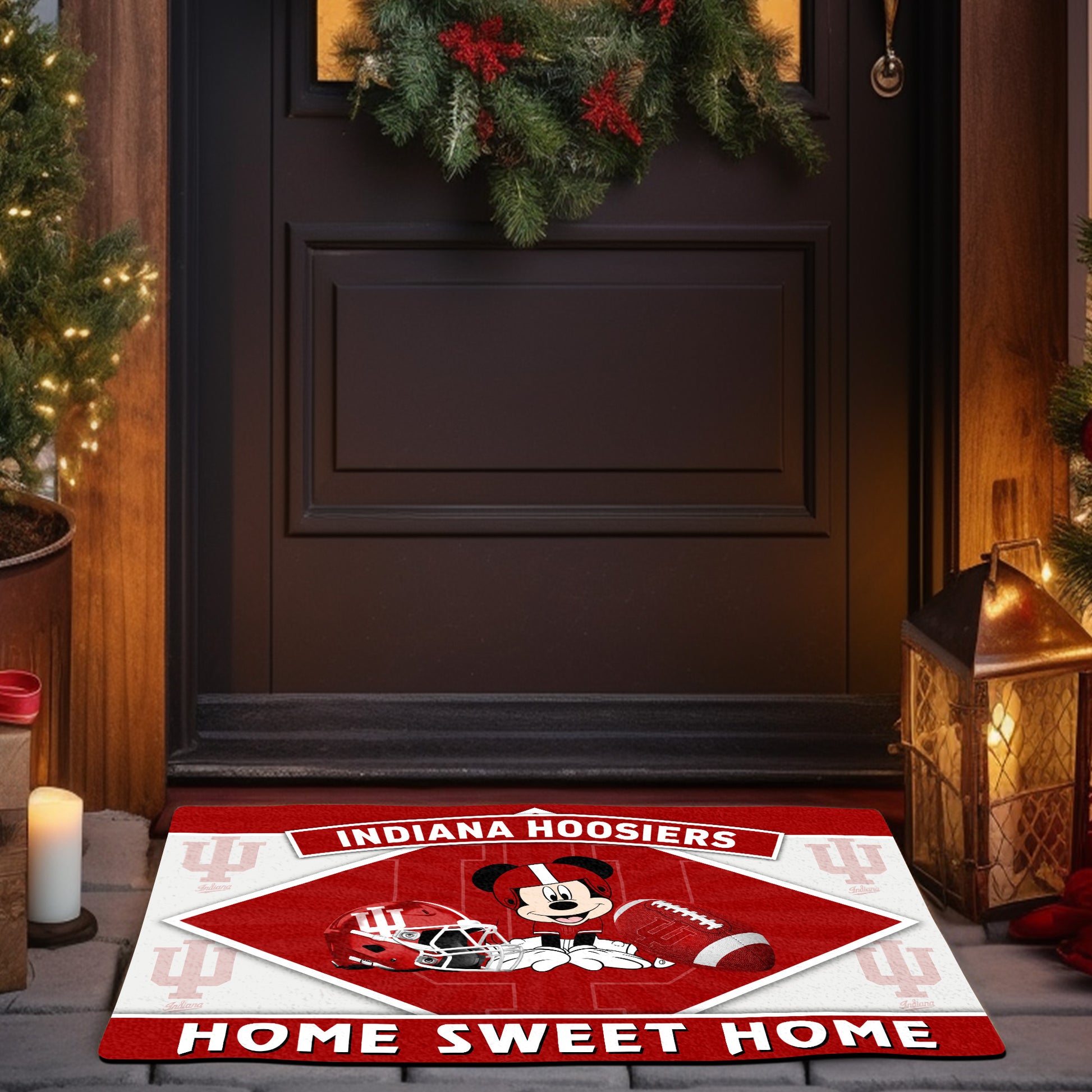 Indiana Hoosiers Doormat, Sport Team And MK Doormat, FootBall Fan Gifts