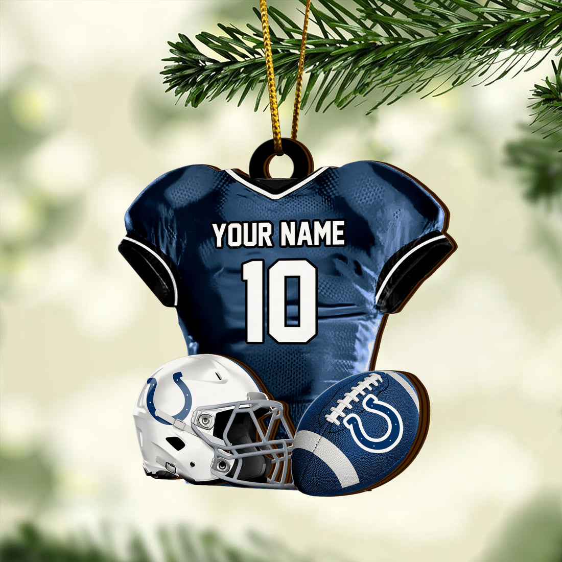 Indianapolis Colts 2 Layered Piece Wooden Ornament Custom Name And Number, Sport Team Ornament, Sport Gifts ETRG-52175