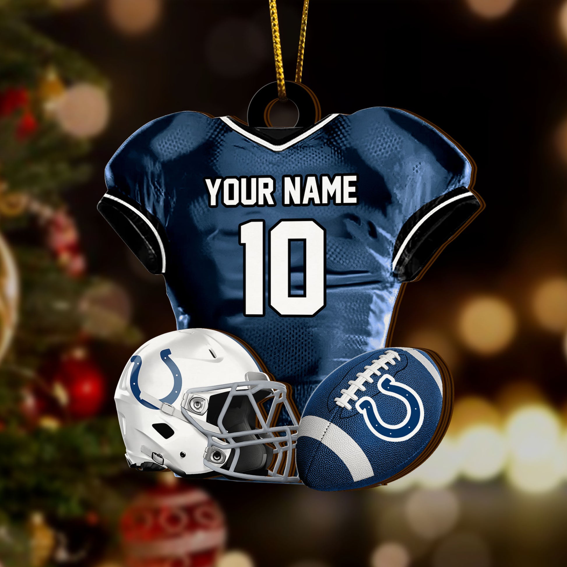 Indianapolis Colts 2 Layered Piece Wooden Ornament Custom Name And Number, Sport Team Ornament, Sport Gifts ETRG-52175