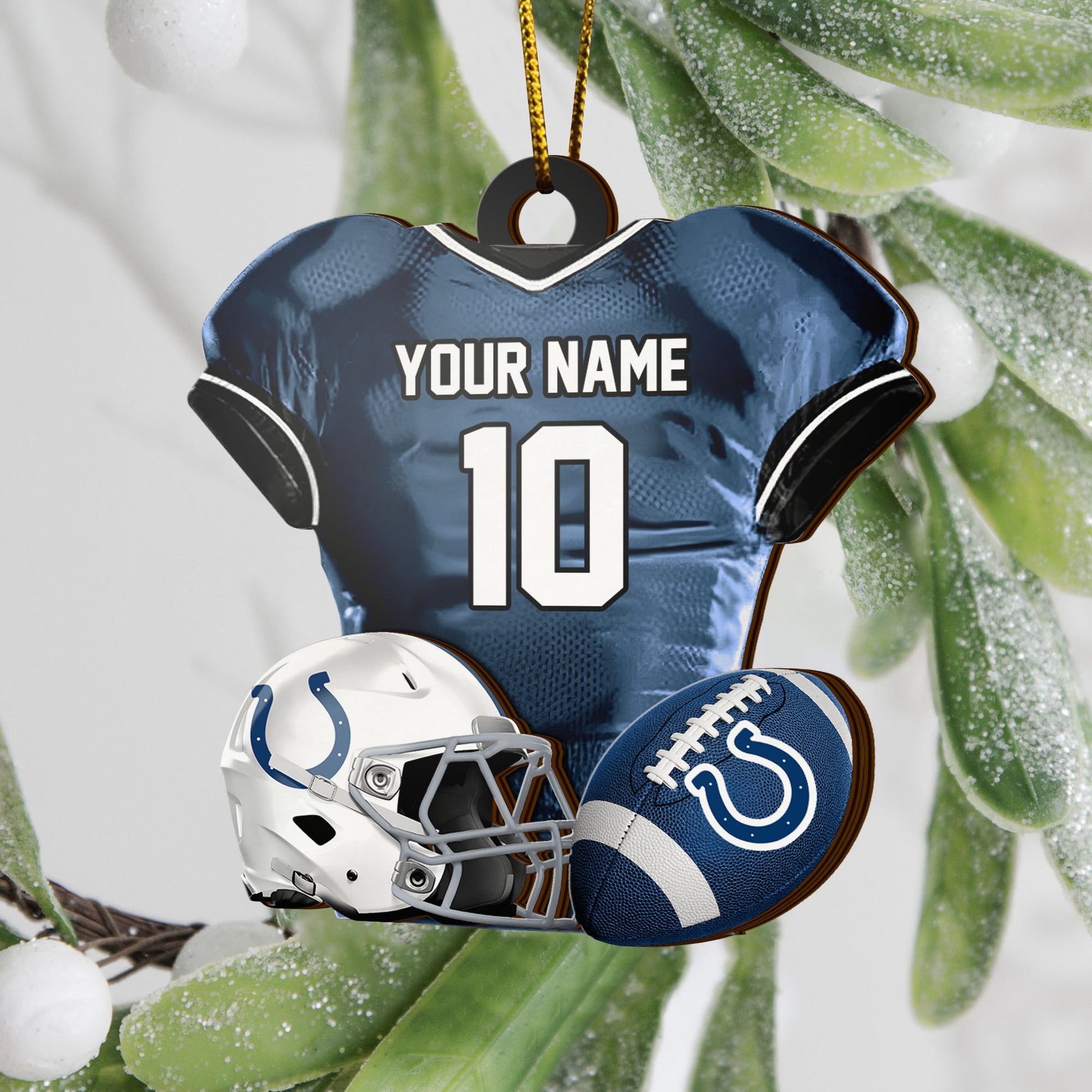 Indianapolis Colts 2 Layered Piece Wooden Ornament Custom Name And Number, Sport Team Ornament, Sport Gifts ETRG-52175