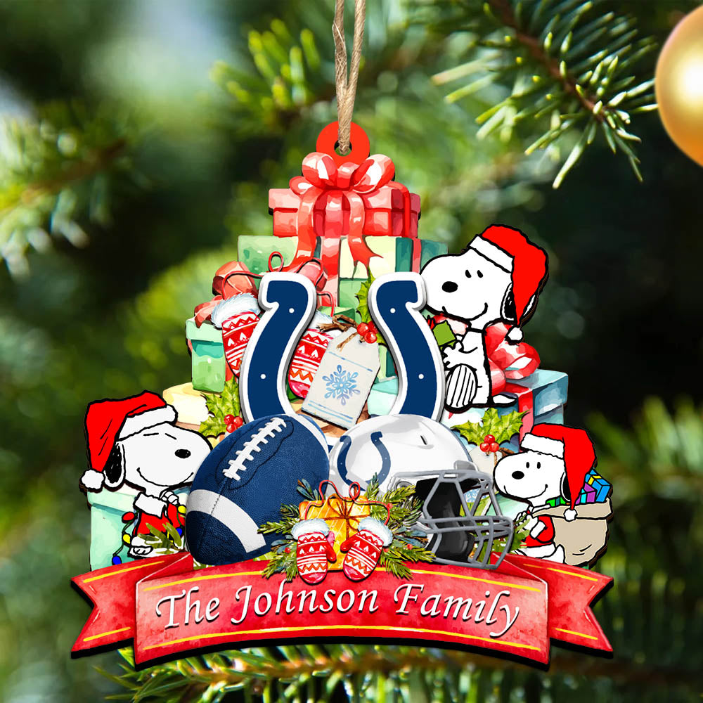 Indianapolis Colts 2 Layered Wooden Ornament Personalized Your Family Name, Sport And SN Ornament, Christmas Gifts For Sport Fan, Sport Home Decorations ETHY-52262