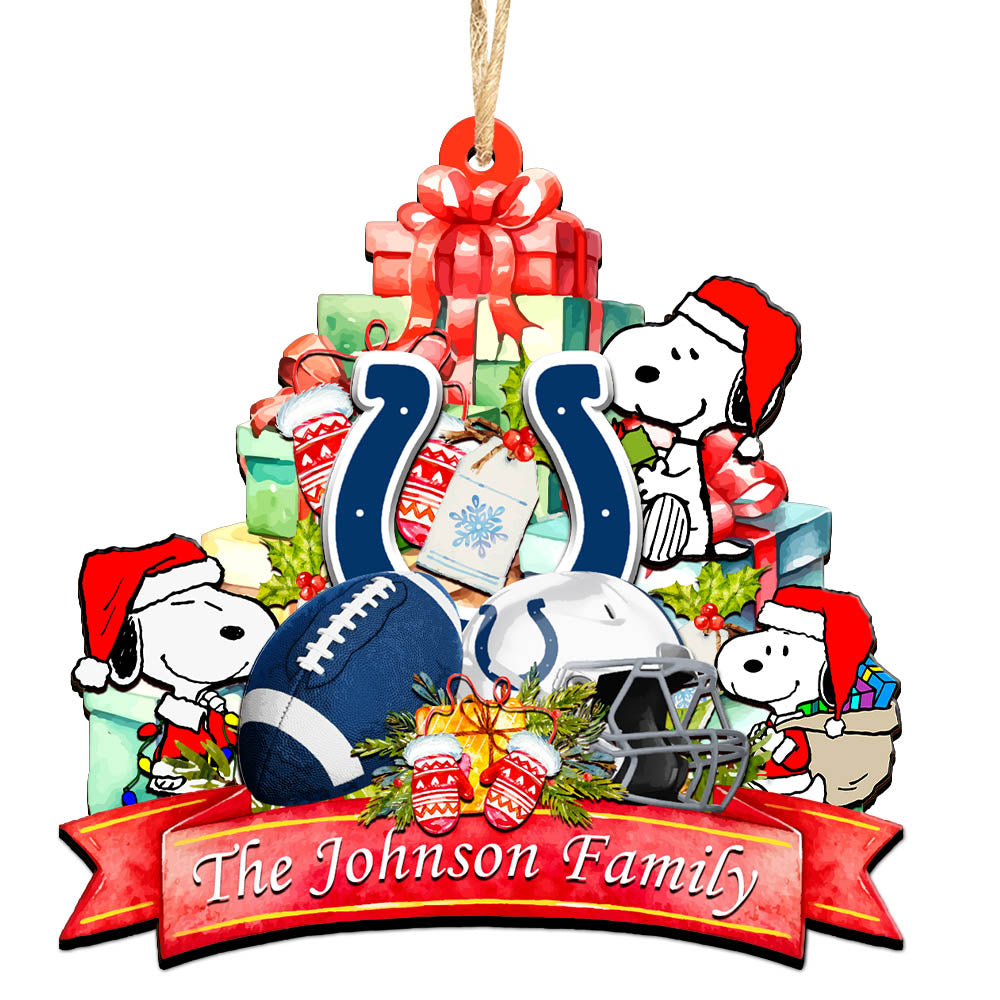 Indianapolis Colts 2 Layered Wooden Ornament Personalized Your Family Name, Sport And SN Ornament, Christmas Gifts For Sport Fan, Sport Home Decorations ETHY-52262