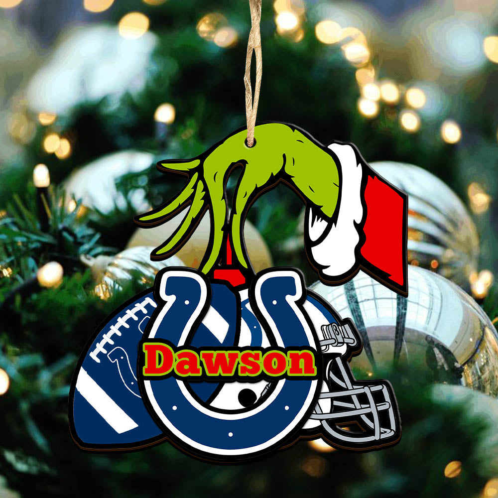 Indianapolis Colts 2 Layered Wooden Ornament Personalized Your Name, GR And American Football Team Ornament, Football Lover Gifts, Hanging Decorations ETHY-52254