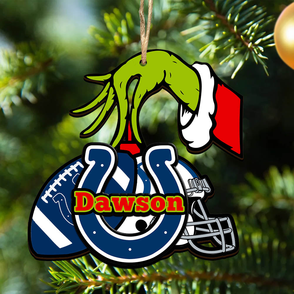 Indianapolis Colts 2 Layered Wooden Ornament Personalized Your Name, GR And American Football Team Ornament, Football Lover Gifts, Hanging Decorations ETHY-52254