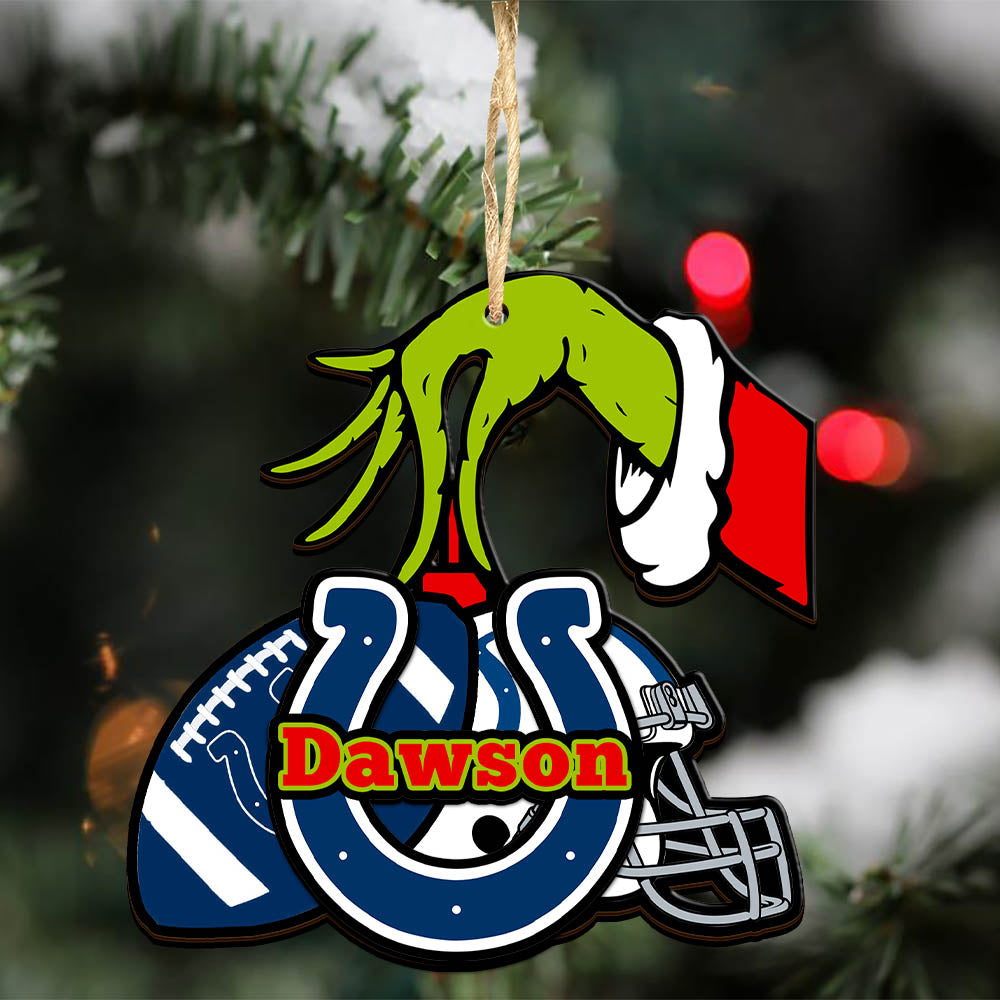 Indianapolis Colts 2 Layered Wooden Ornament Personalized Your Name, GR And American Football Team Ornament, Football Lover Gifts, Hanging Decorations ETHY-52254